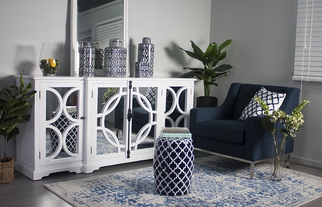 Keats White Mirrored Sideboard