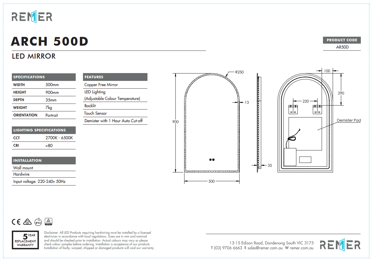Arch LED Mirror