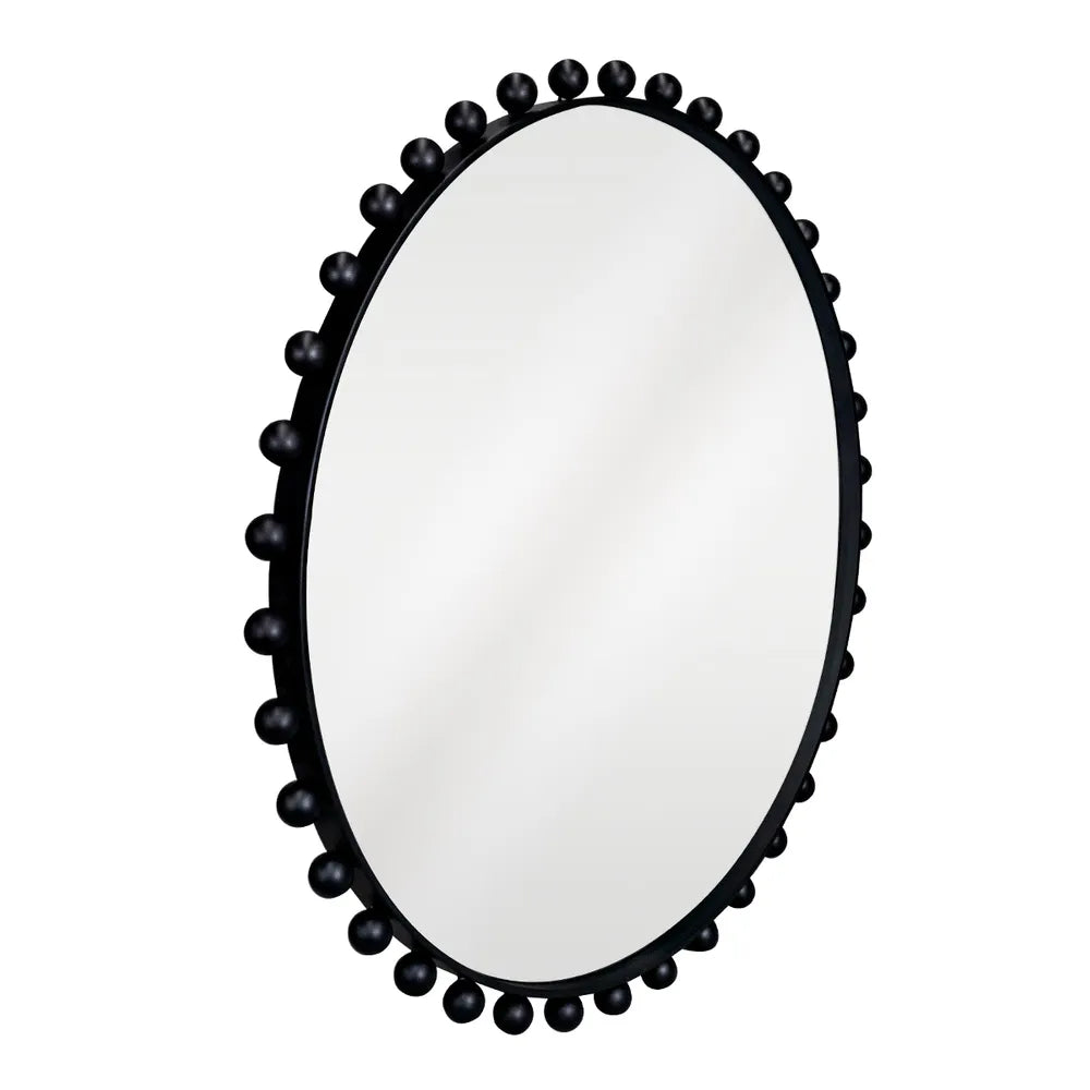 Birchgrove Black Beaded Round Mirror