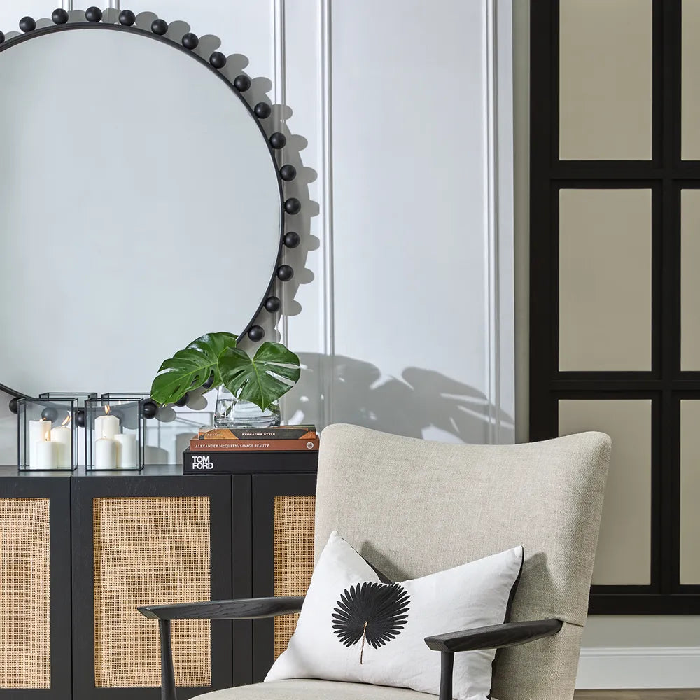 Birchgrove Black Beaded Round Mirror
