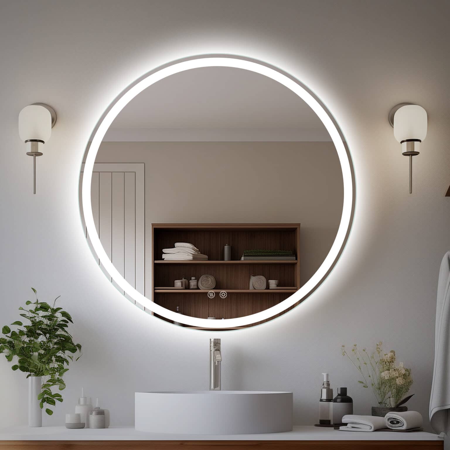 Caspian Frosted Round LED Mirror – Mirrors Direct