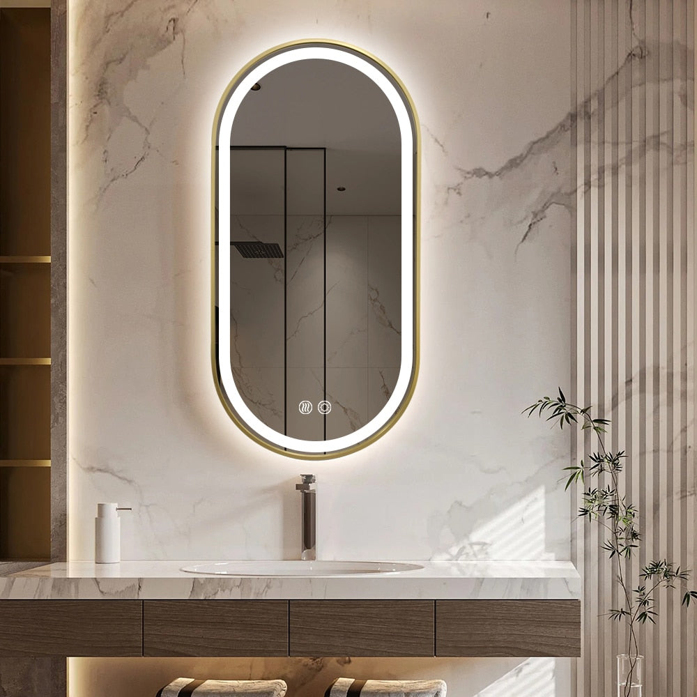 Celestia Gold Framed Oval LED Mirror