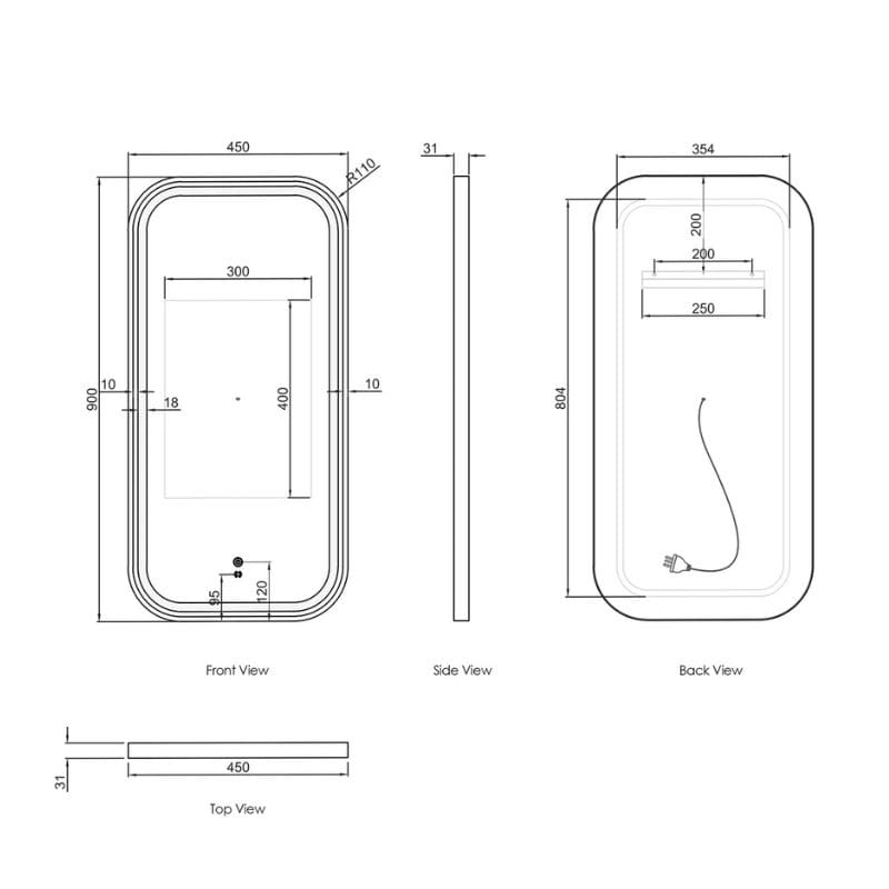 Charlie Upright Rounded Gold Framed LED Mirror