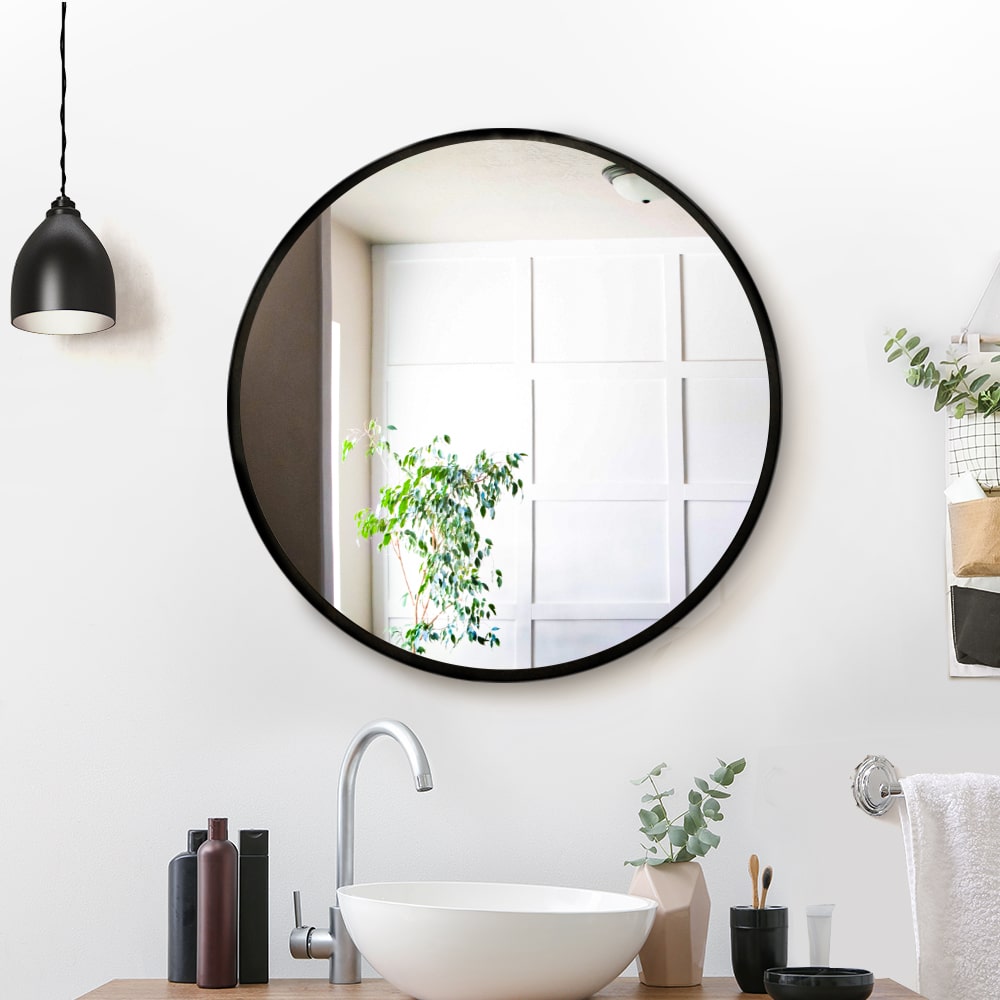Classic Black Frame Round Mirror