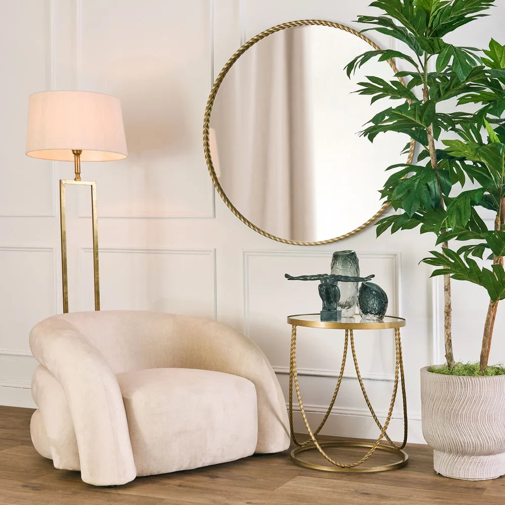Dahlia Large Round Gold Wall Mirror