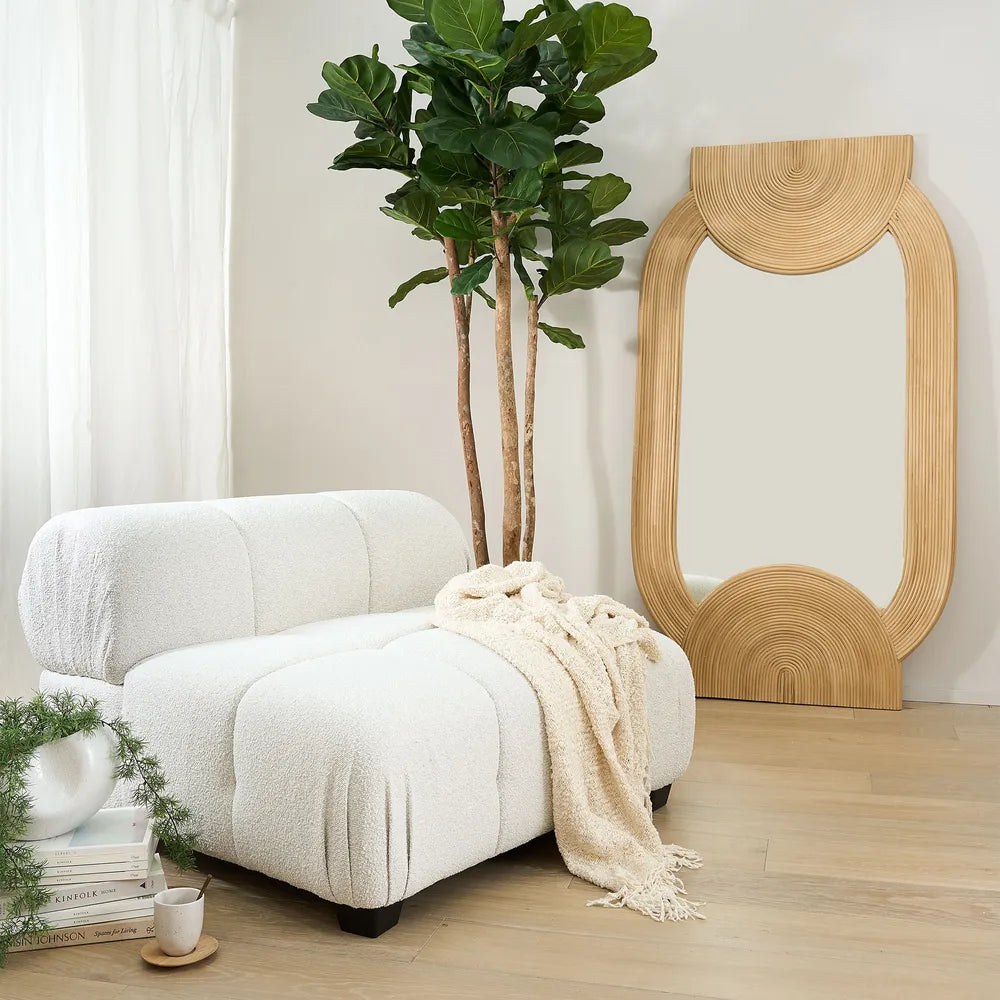Delphine Natural Rattan Floor Mirror