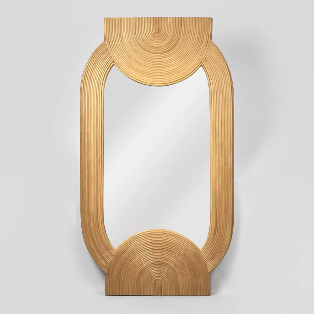 Delphine Natural Rattan Floor Mirror Mirrors Direct