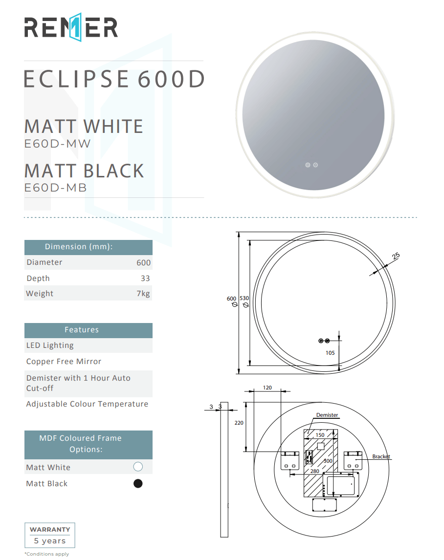 Eclipse Frontlit Bathroom Mirror