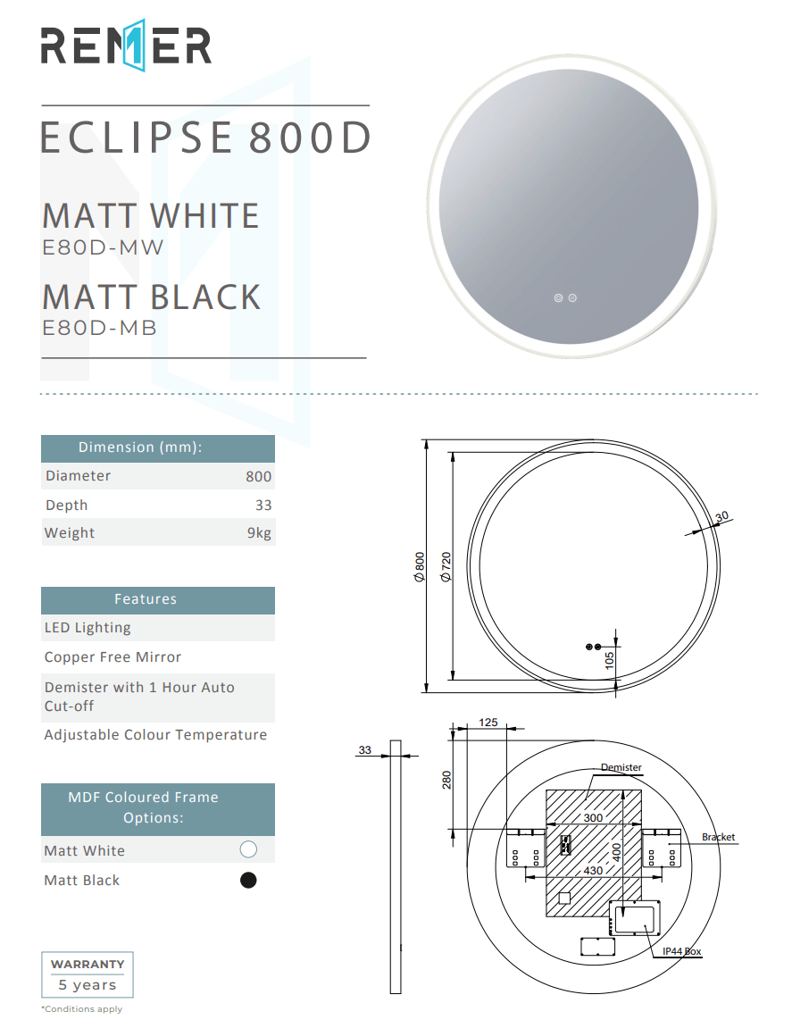 Eclipse Frontlit Bathroom Mirror