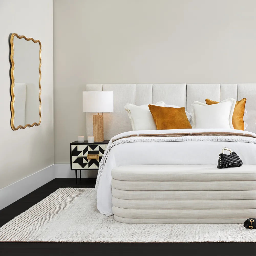 Emilie Wavy Gold Square Mirror