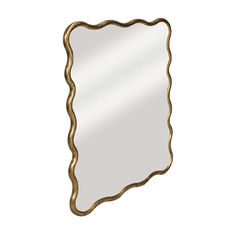 Emilie Wavy Gold Square Mirror