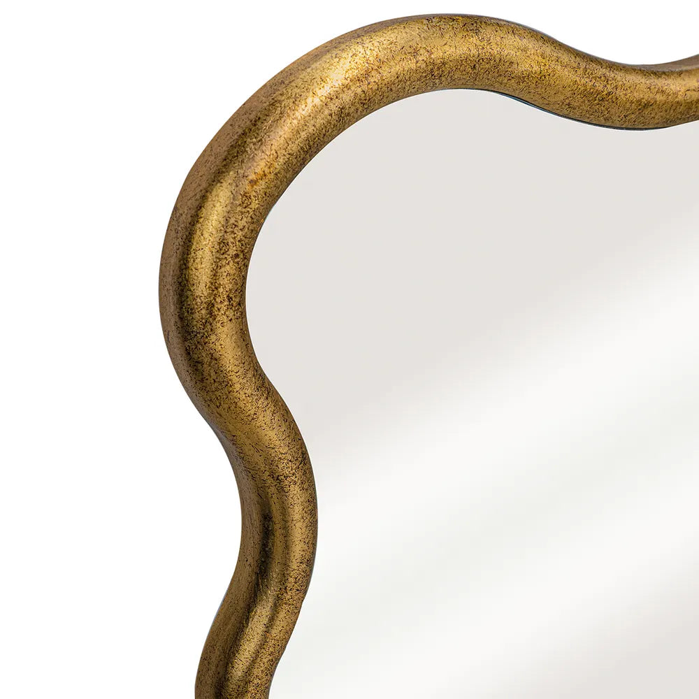 Emilie Wavy Gold Square Mirror
