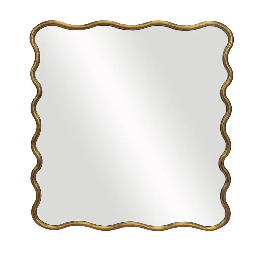 Emilie Wavy Gold Square Mirror