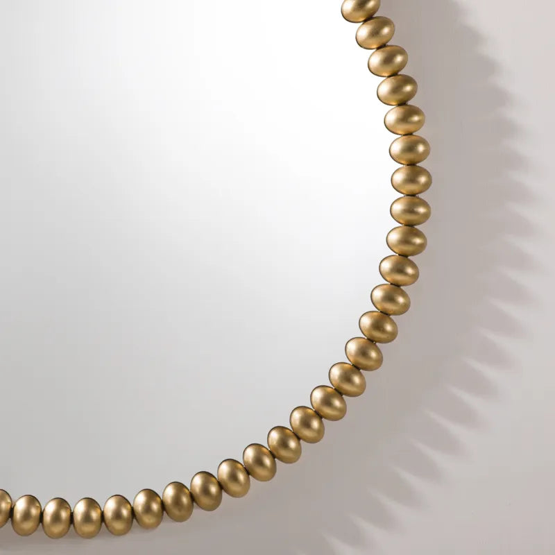 Esme Gold Beaded Round Wall Mirror