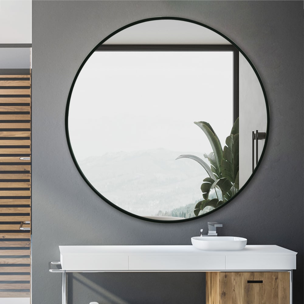Haleth Black Round Timeless Mirror