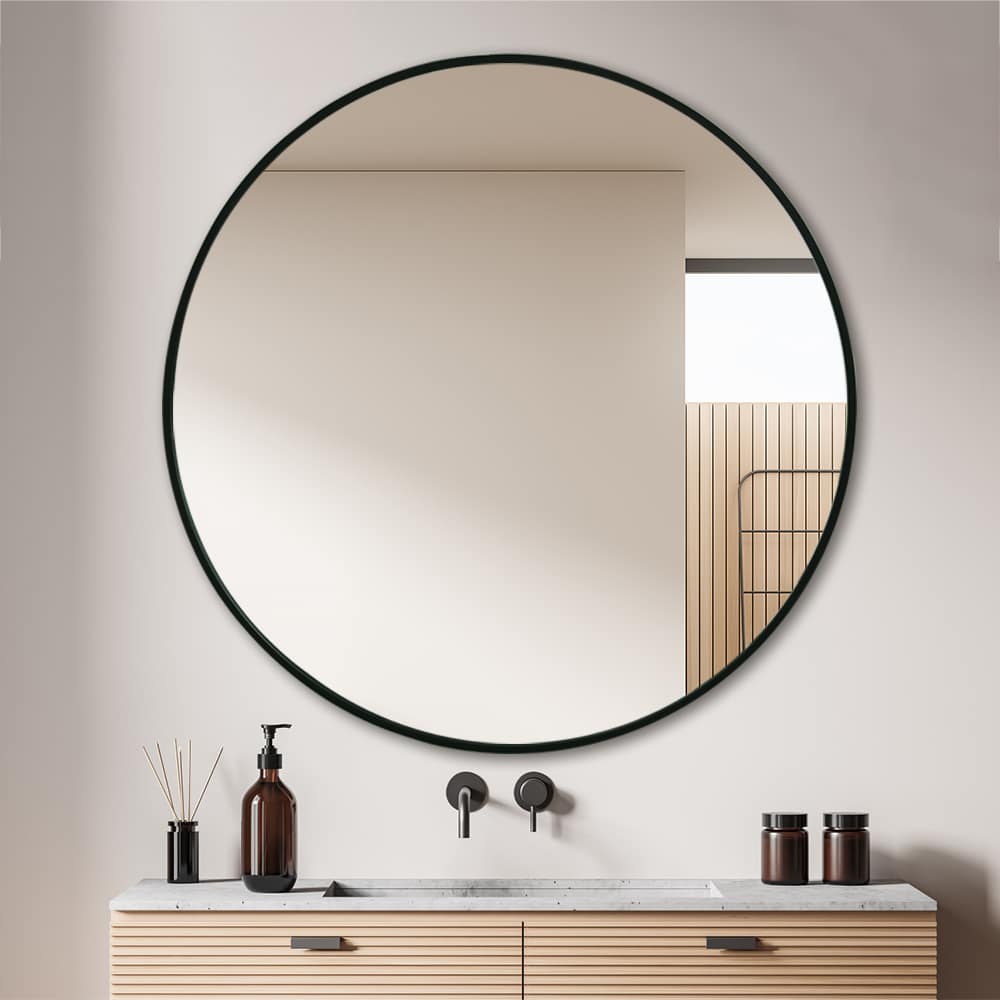 Haleth Black Round Timeless Mirror