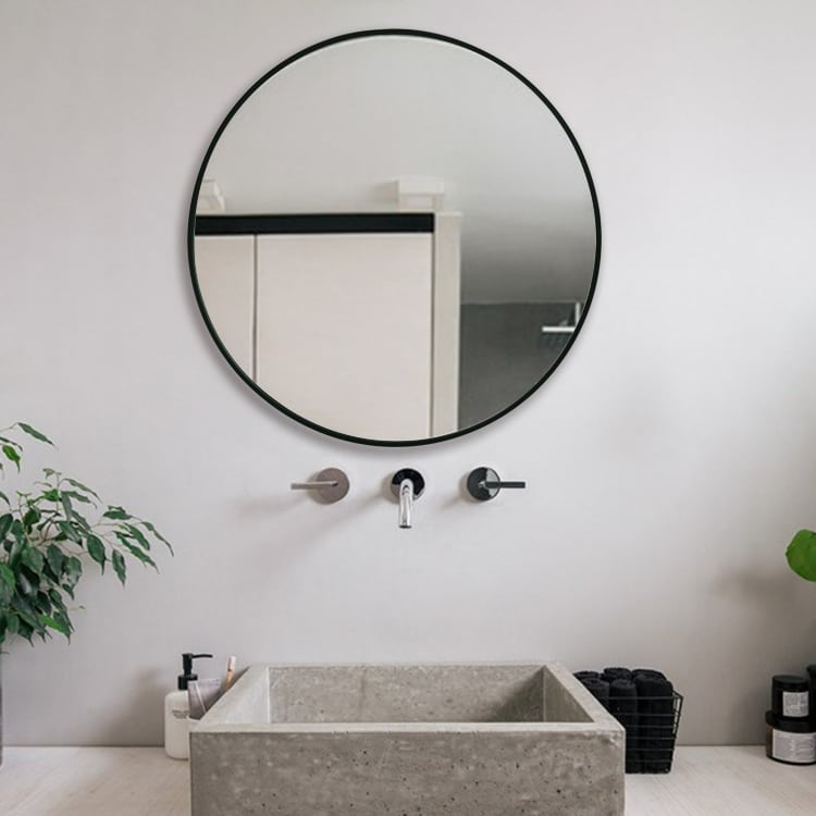 Haleth Black Round Timeless Mirror