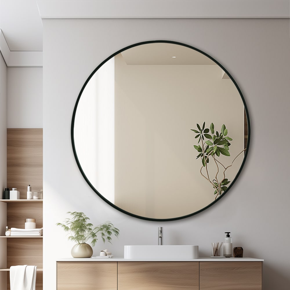 Haleth Black Round Timeless Mirror