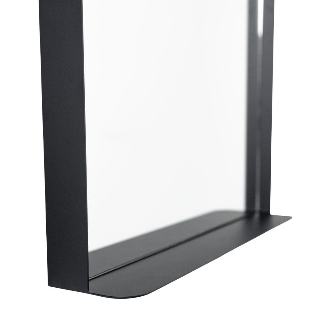 Helsinki Matt Black Bathroom Mirror with Shelf