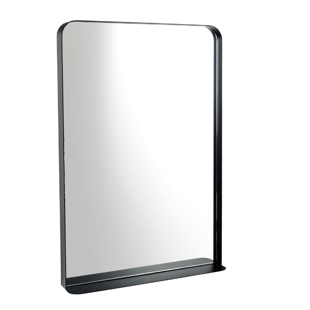 Helsinki Matt Black Bathroom Mirror with Shelf
