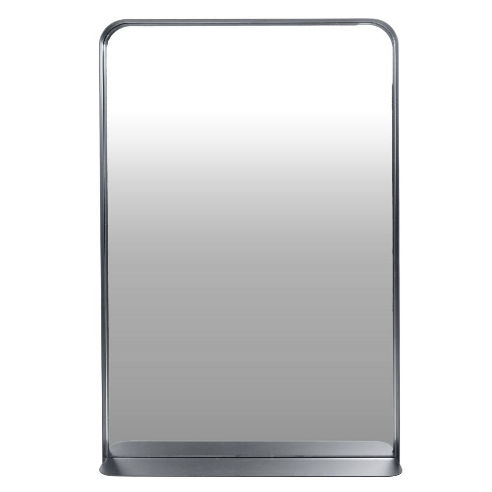Helsinki Matt Black Bathroom Mirror with Shelf