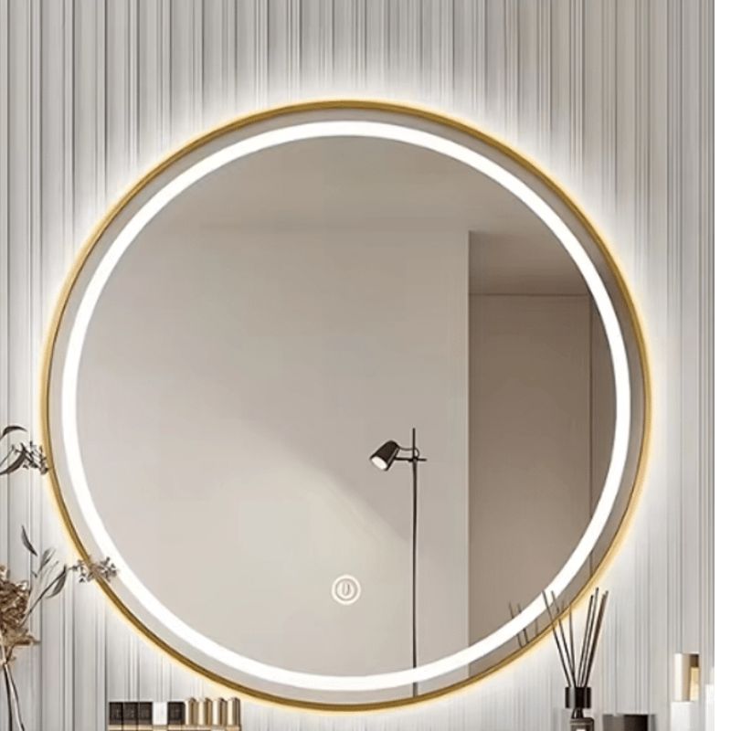 Illyria Gold Framed Round LED Mirror