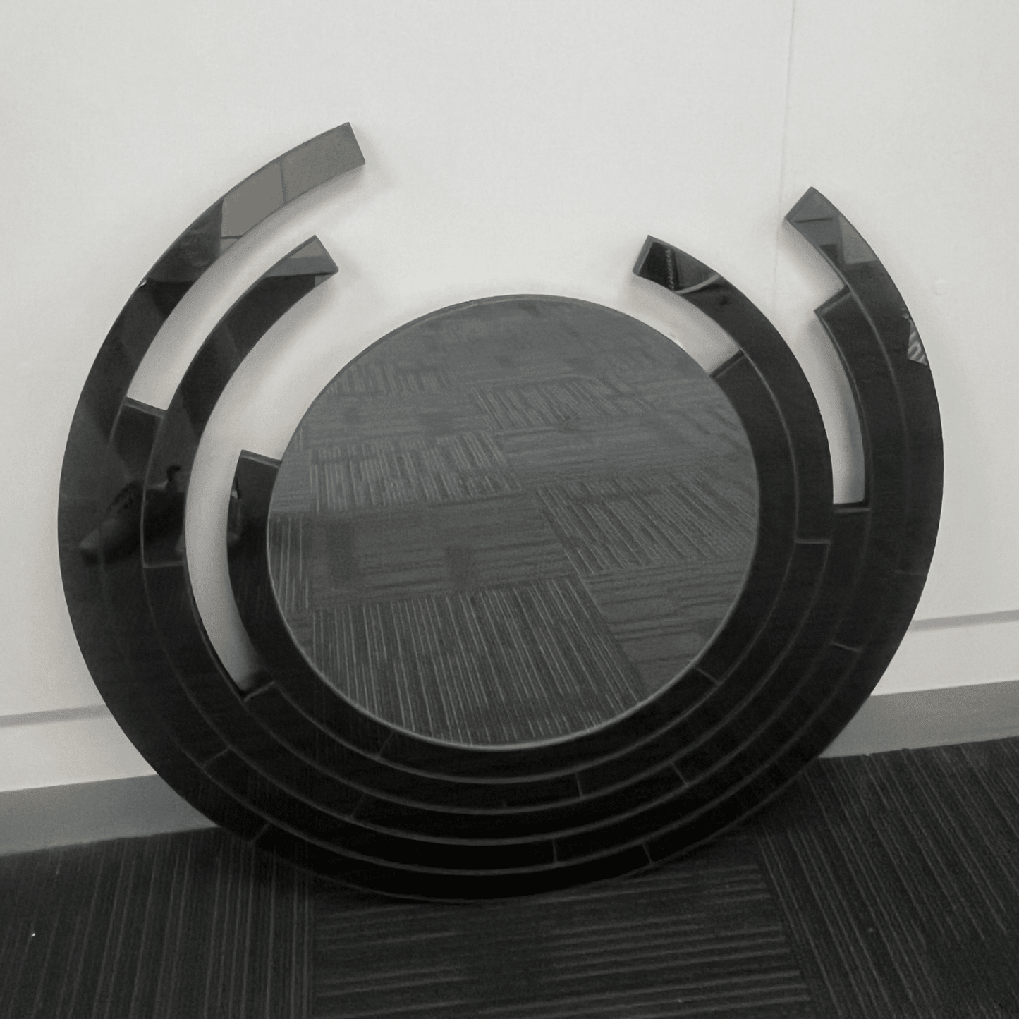 Jamila Black Frameless Round Wall Mirror