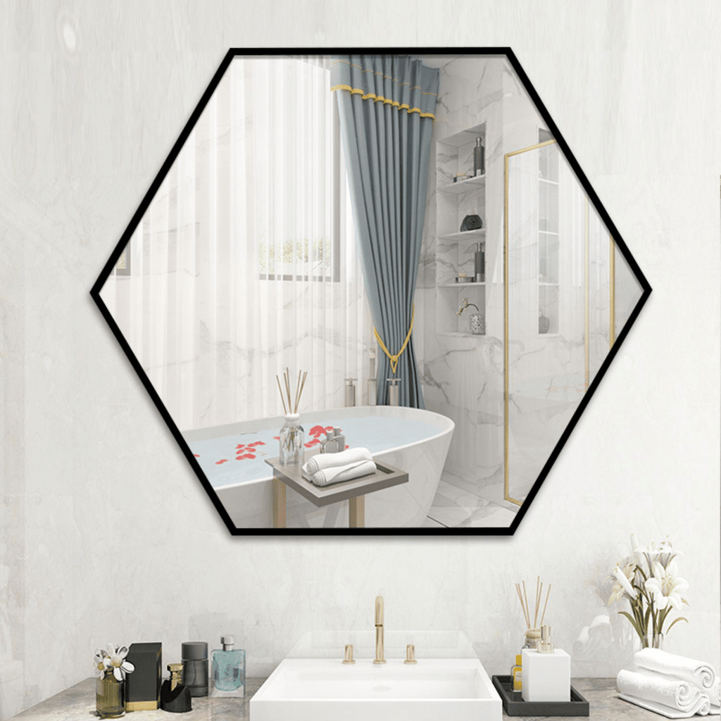 Korvyn Black Hexagon Wall Mirror