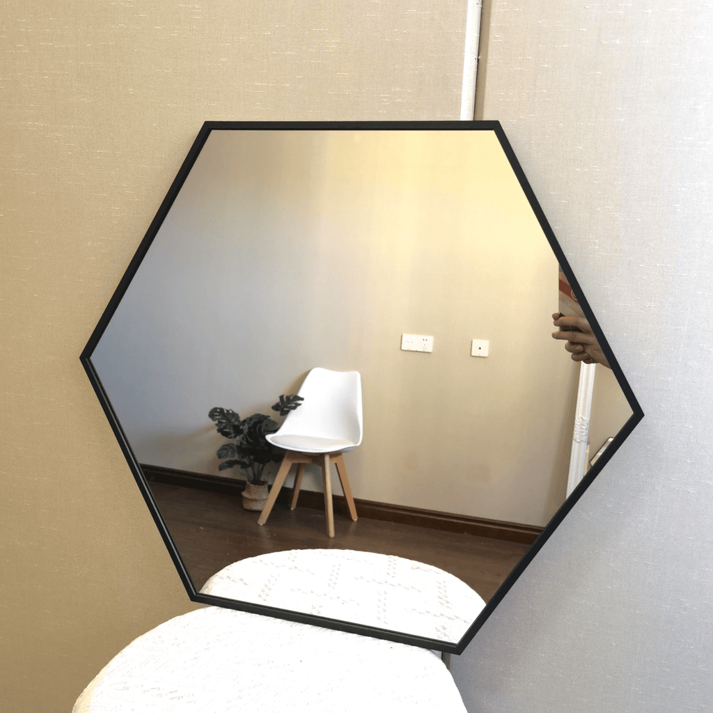 Korvyn Black Hexagon Wall Mirror