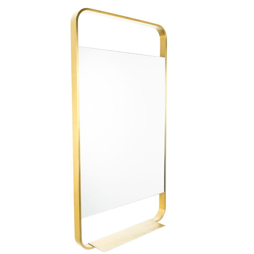 Lyon Brushed Brass Mirror with Shelf