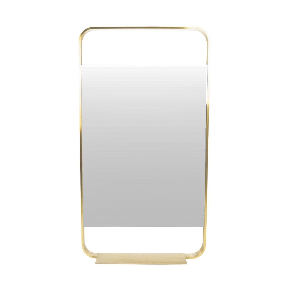 Lyon Brushed Brass Mirror with Shelf