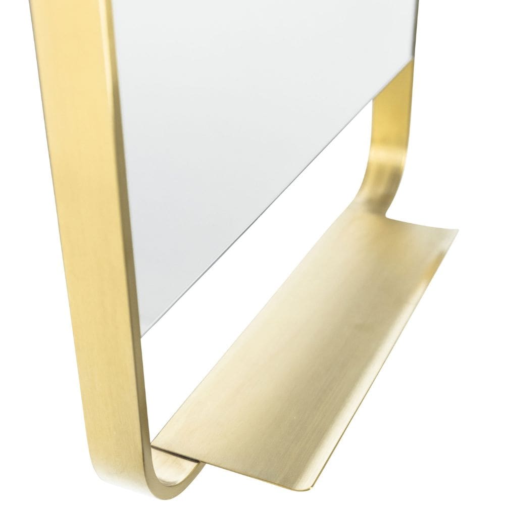 Lyon Brushed Brass Mirror with Shelf