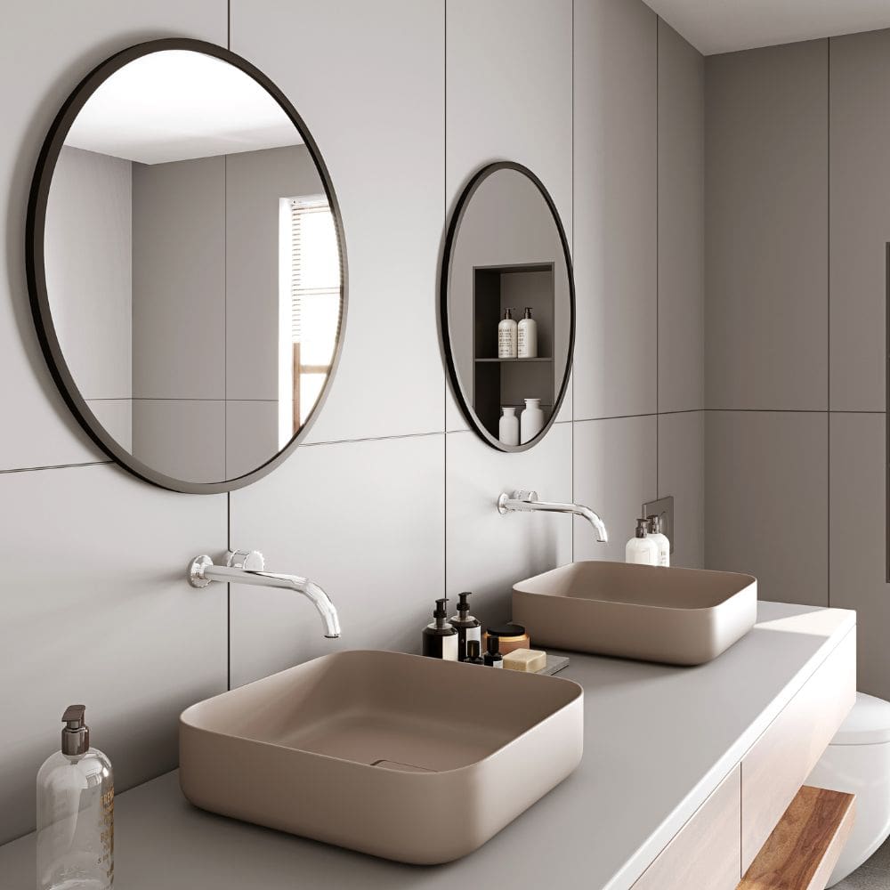 Madrid Black Round Bathroom Mirror