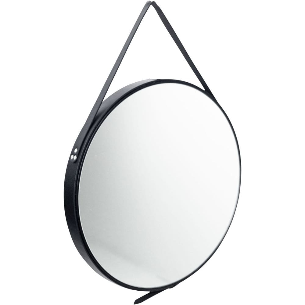 Oslo Black Round Mirror with Strap