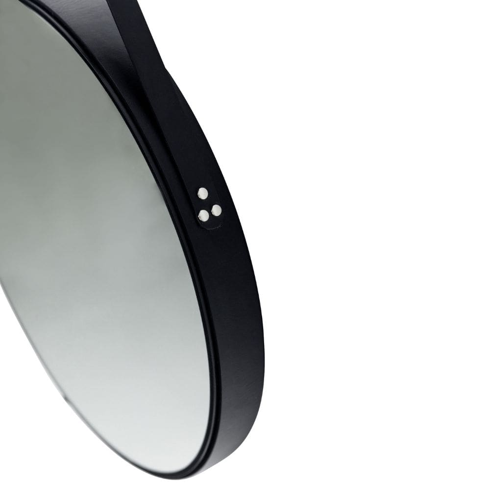 Oslo Black Round Mirror with Strap