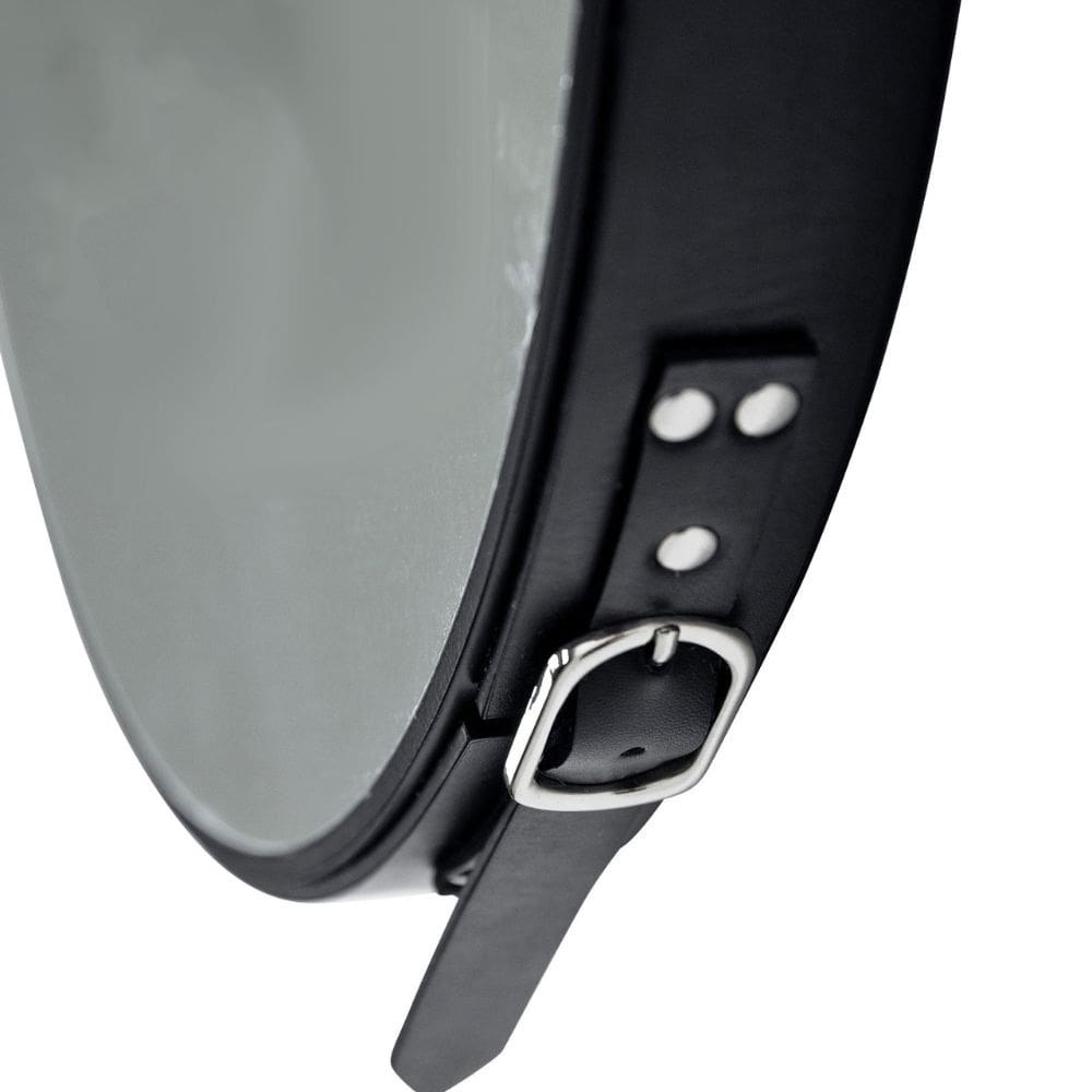Oslo Black Round Mirror with Strap