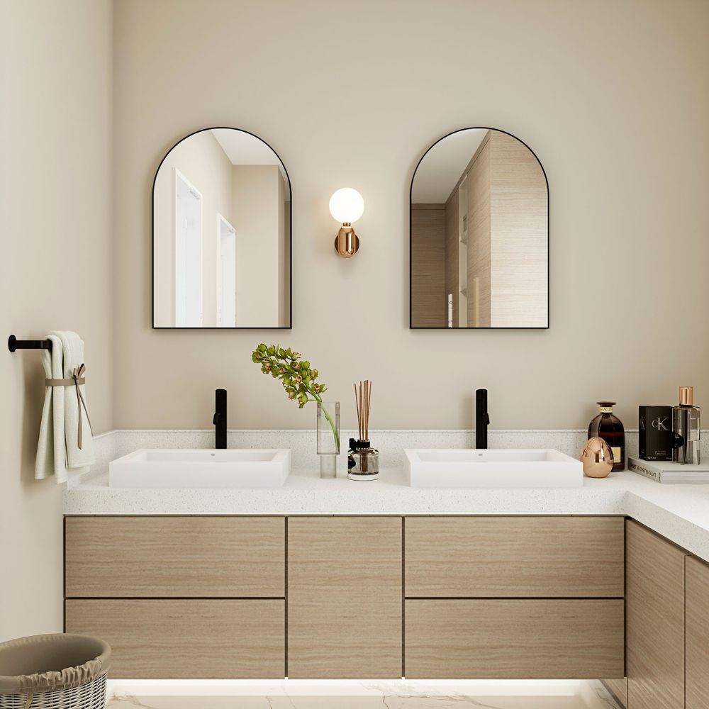 Piza Black Arched Bathroom Mirror