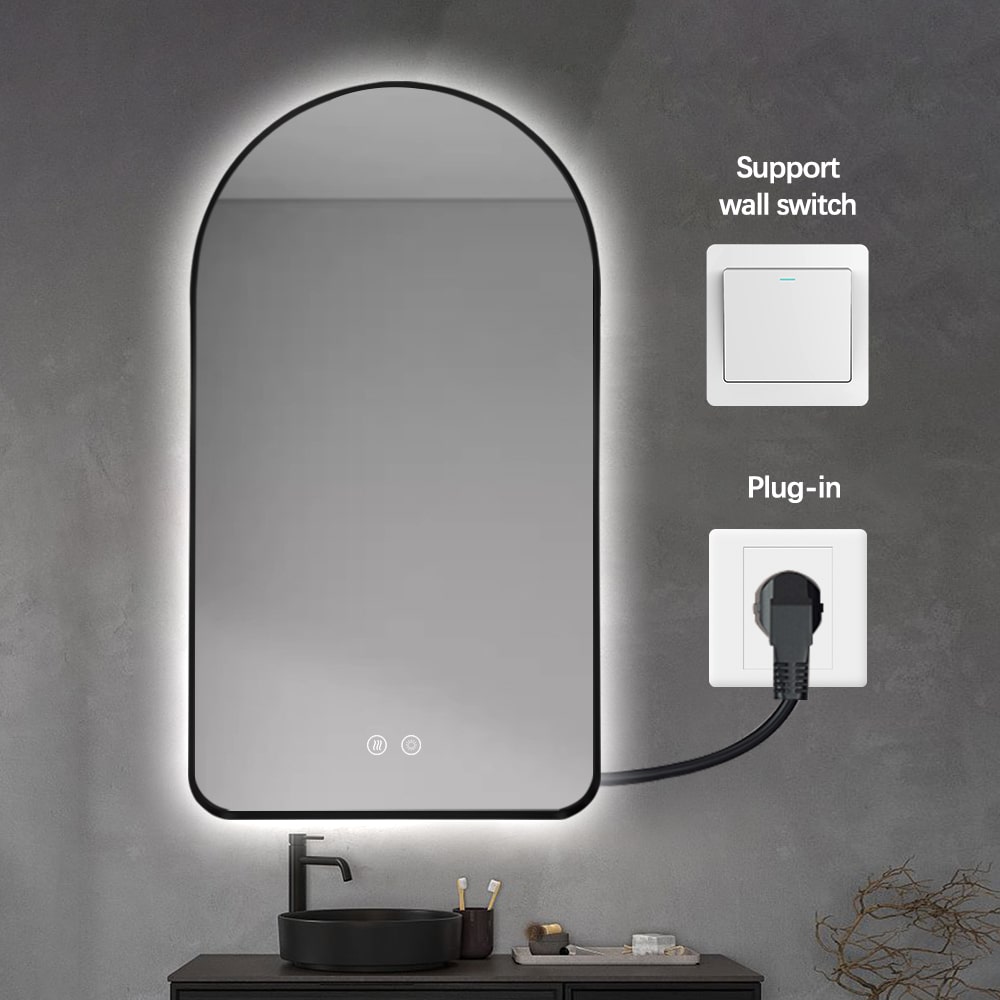 Rylan Black Arched LED Wall Mirror