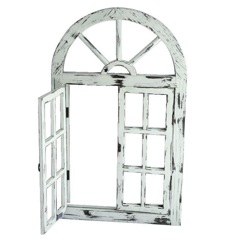Scarlett Rustic White Arch Window Mirror