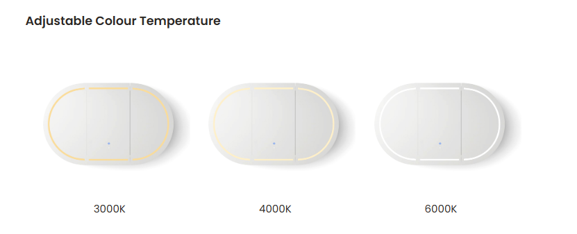 Zara 3 Door Oval LED Shaving Cabinet - Natural Oak