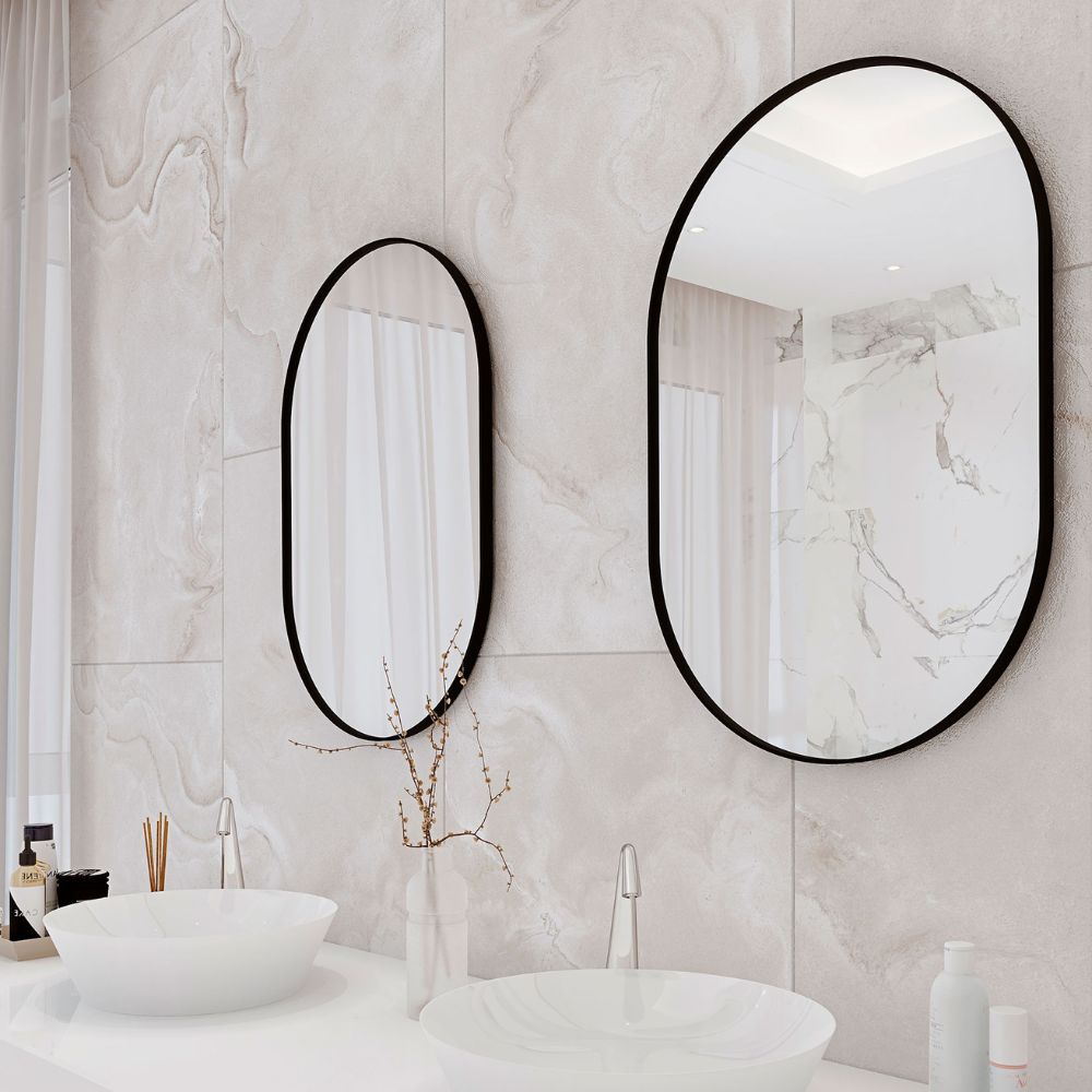 Sofia Matt Black Oval Mirror