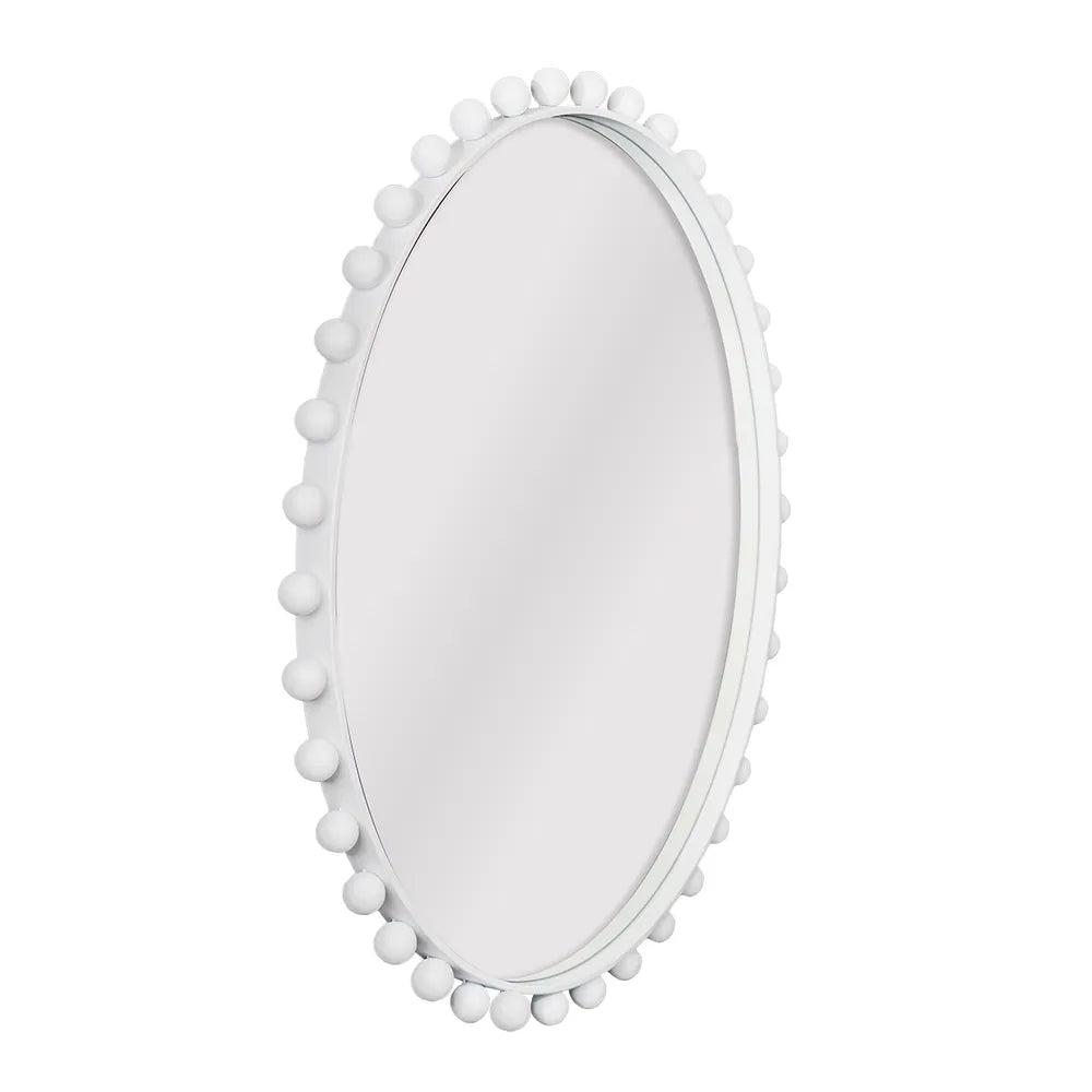 Birchgrove White Beaded Round Mirror