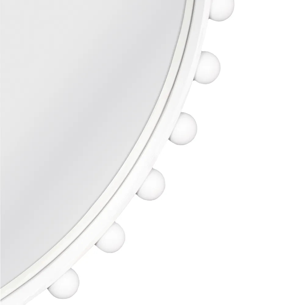 Birchgrove White Beaded Round Mirror