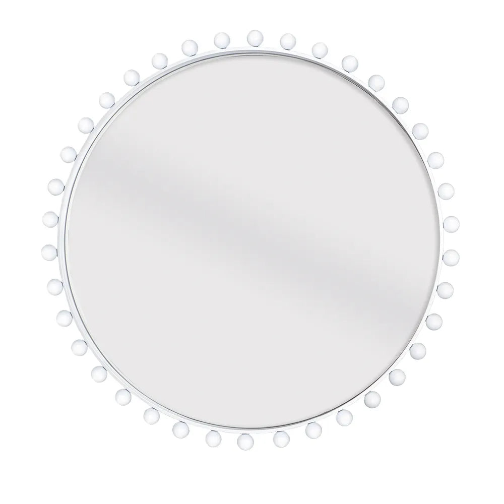 Birchgrove White Beaded Round Mirror