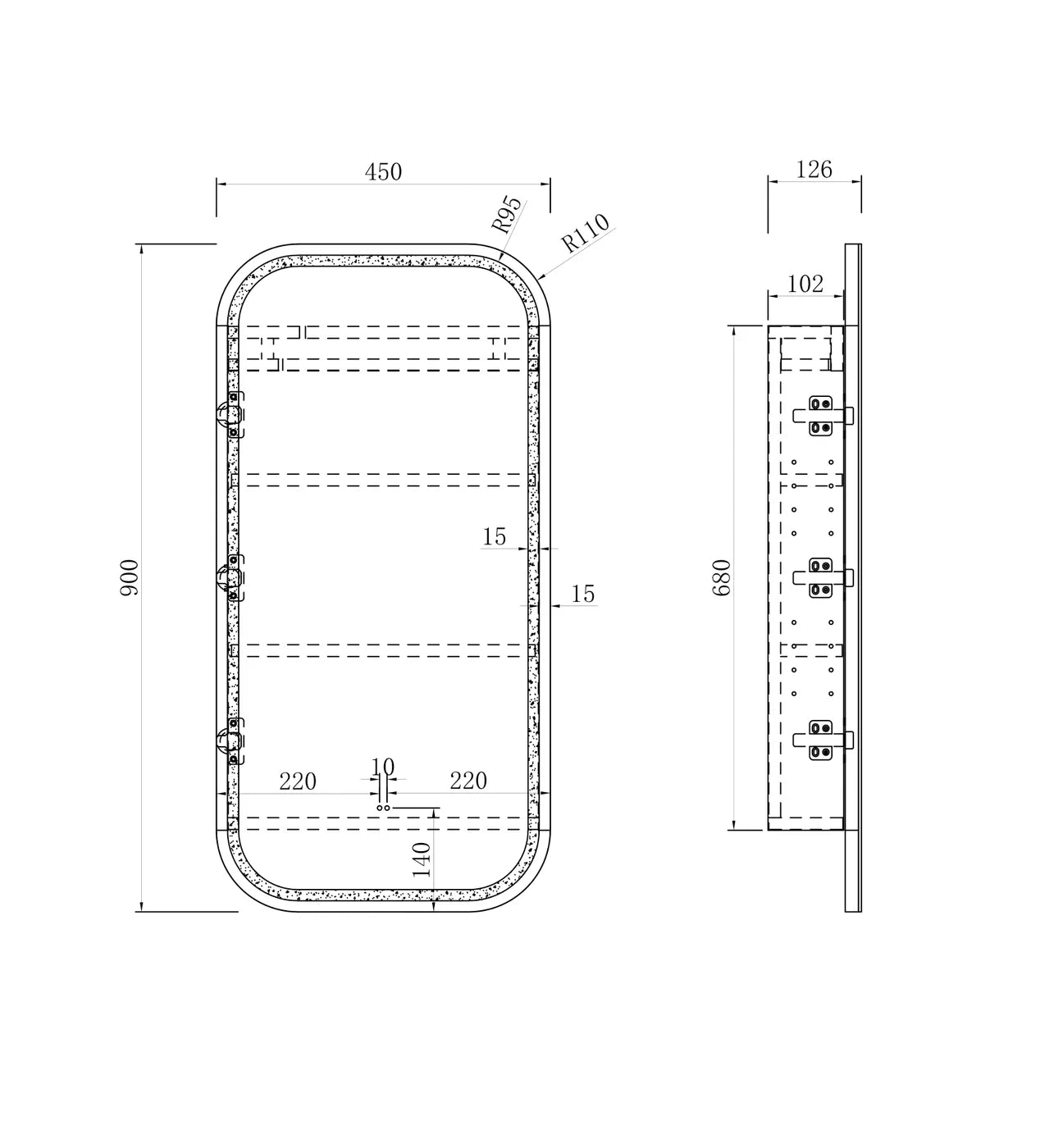 Charlie LED Shaving Cabinet - Black