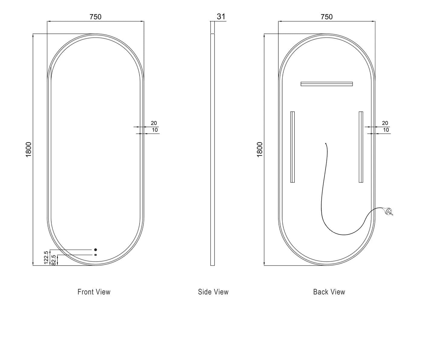 Flux Large Gold Oval LED Mirror