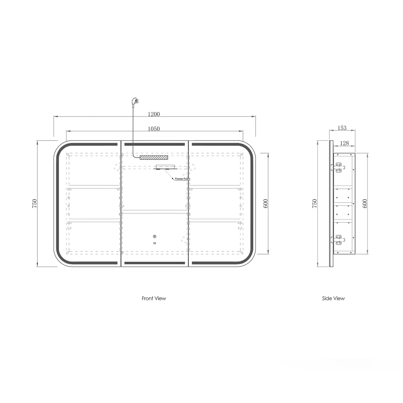 Charlie 3 Door LED Shaving Cabinet - Natural Oak