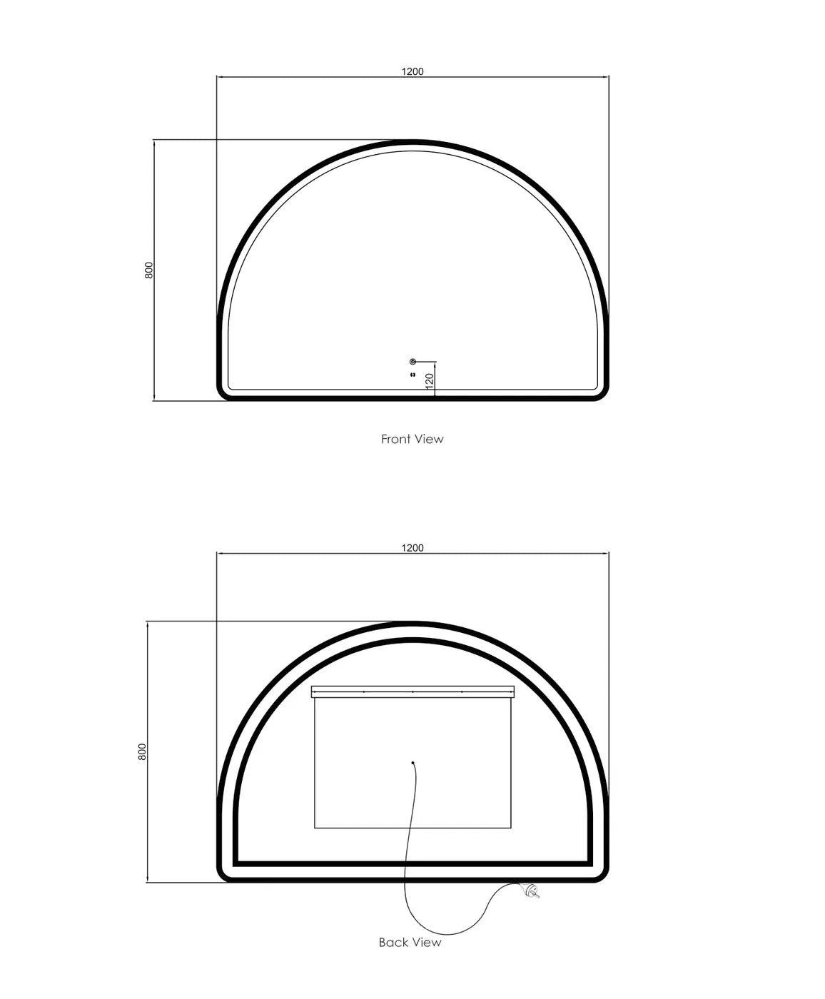 Moon Arched White Framed LED Mirror