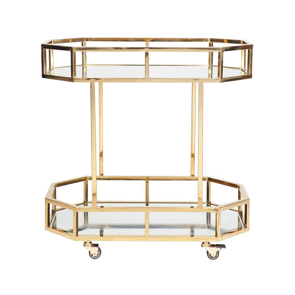 Brooklyn Mirrored Bar Cart Gold Mirrors Direct