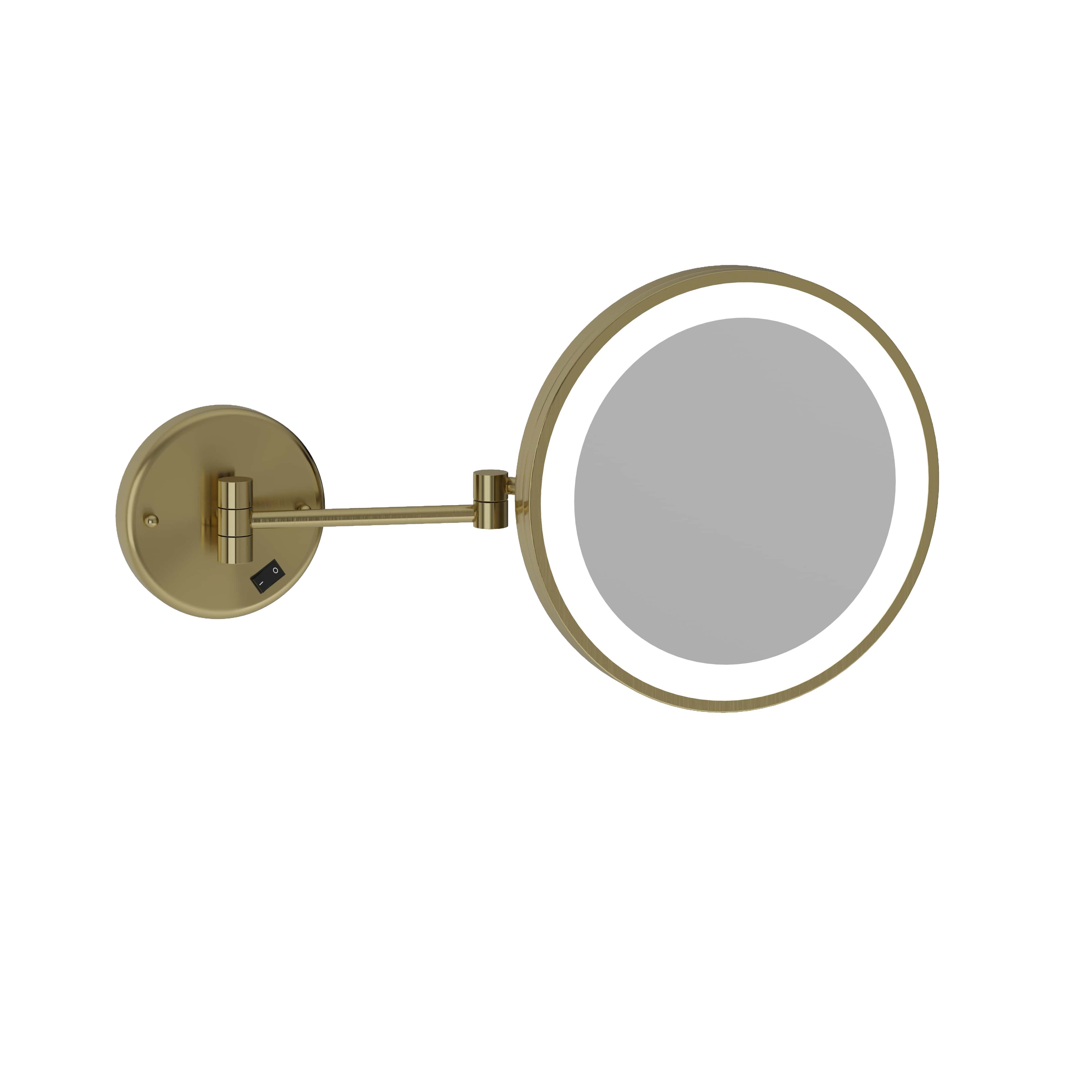 Brushed Brass Magnifying LED Shaving Mirror Mirrors Direct